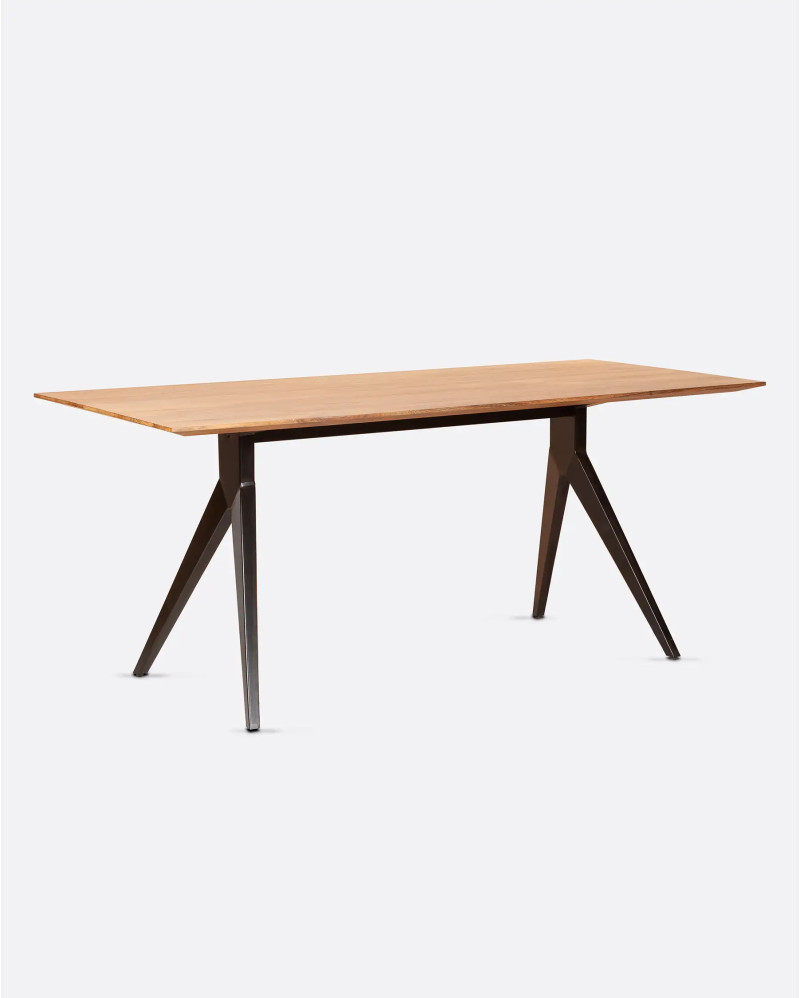 Mesa de comedor MAJESTI de madera de teca reciclada y hierro 240 x 100 x 76 cm