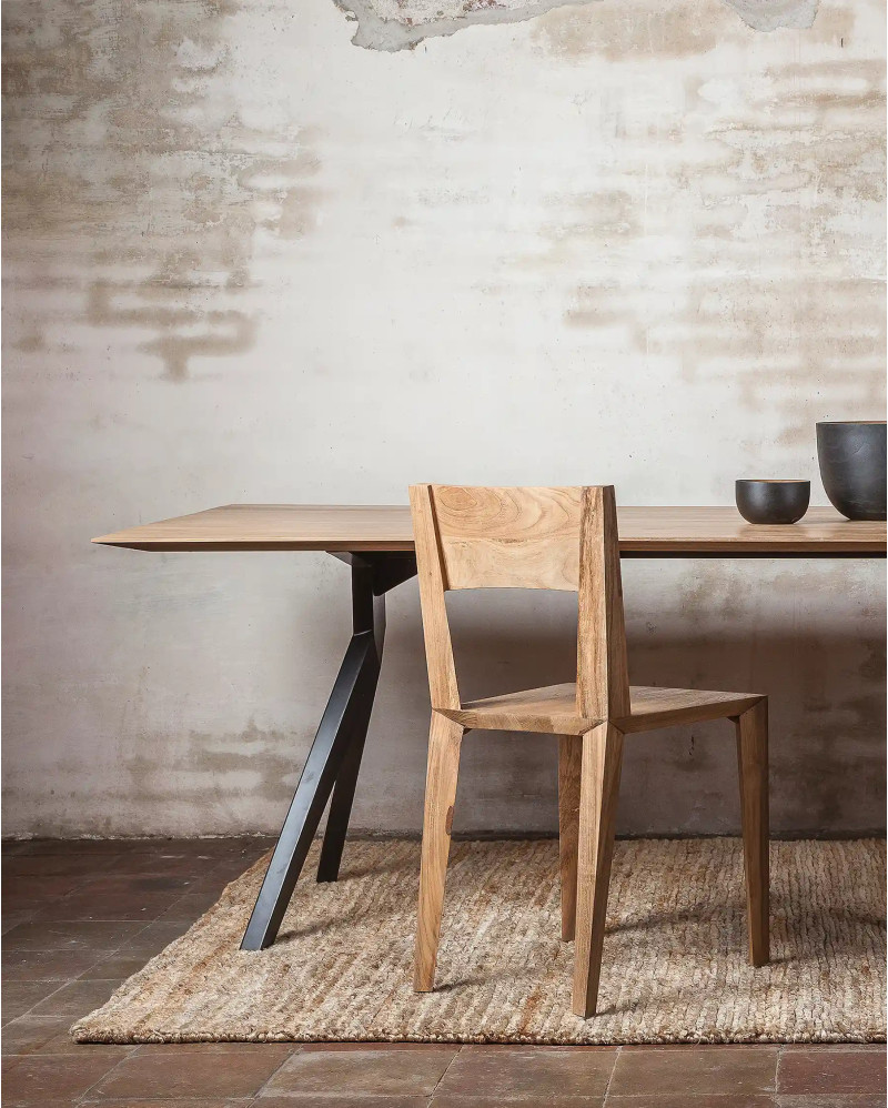 MAJESTI dining table in recycled teak wood and iron 200 x 100 x 76 cm