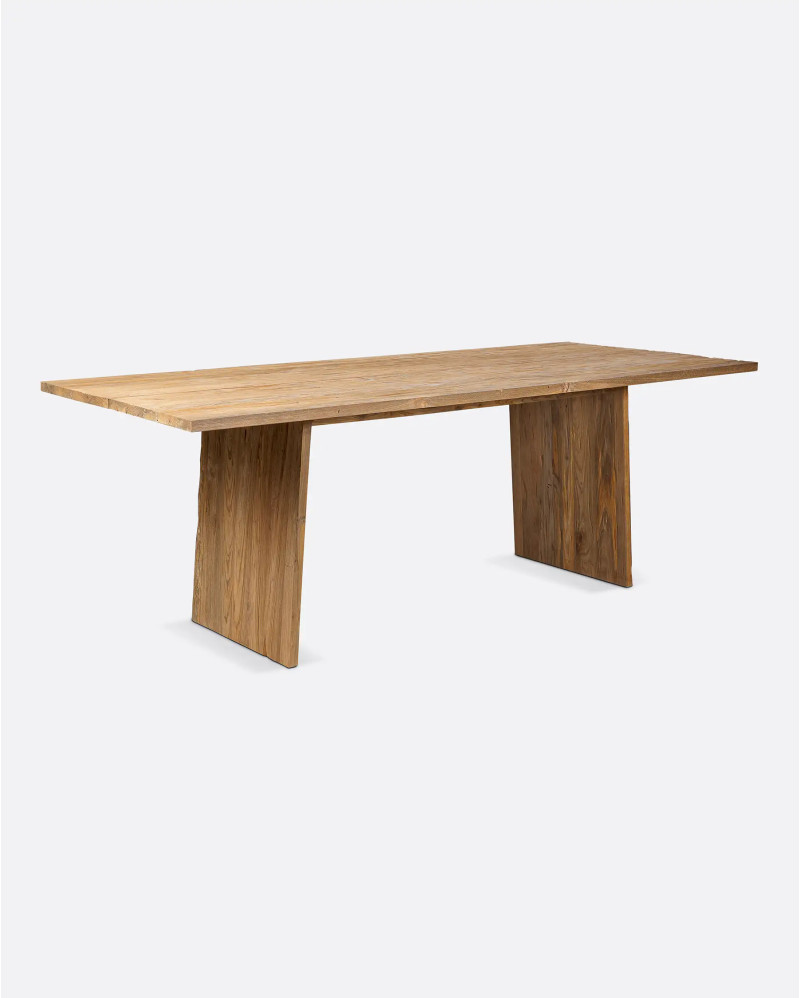 Mesa de comedor EROSI de madera de teca reciclada 220 x 90 x 76 cm en color natural