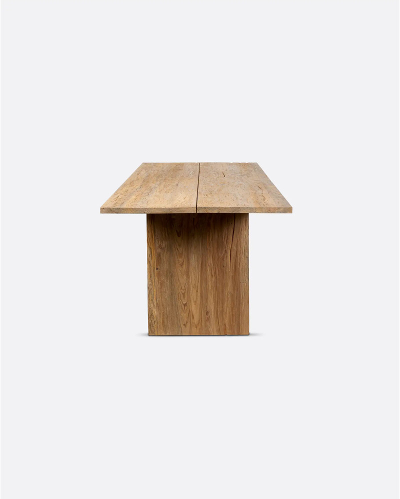 Mesa de comedor EROSI de madera de teca reciclada 220 x 90 x 76 cm en color natural