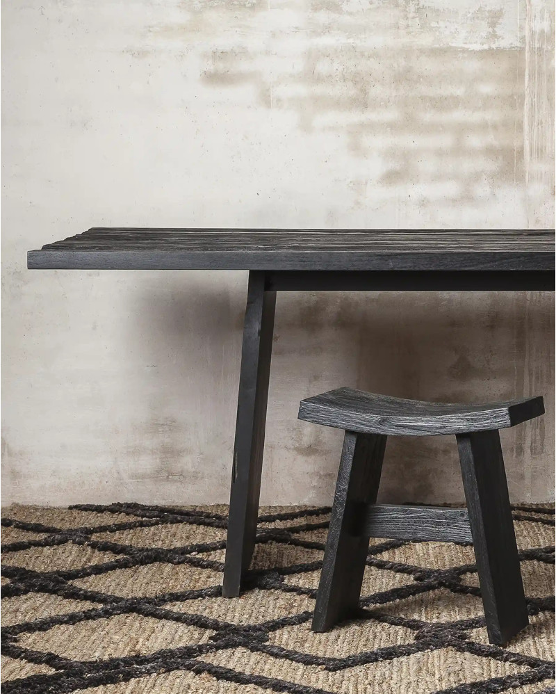 EROSI dining table in recycled teak wood 220 x 90 x 76 cm in black colour