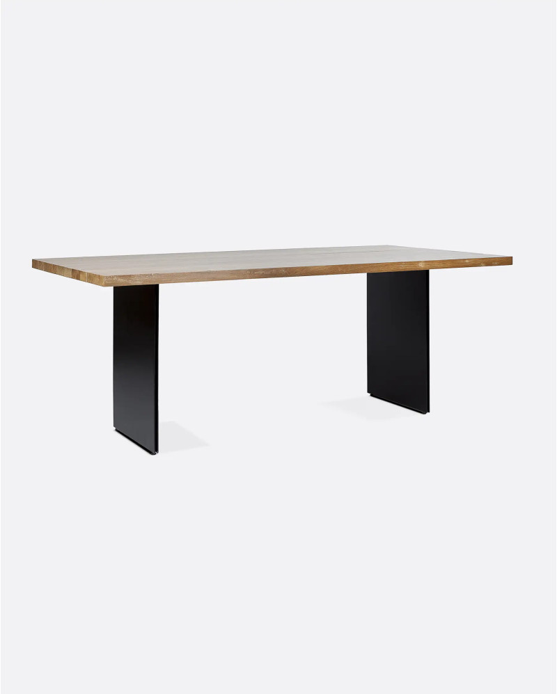 Mesa de comedor IREKA de madera de teca reciclada y hierro 200 x 100 x 76 cm