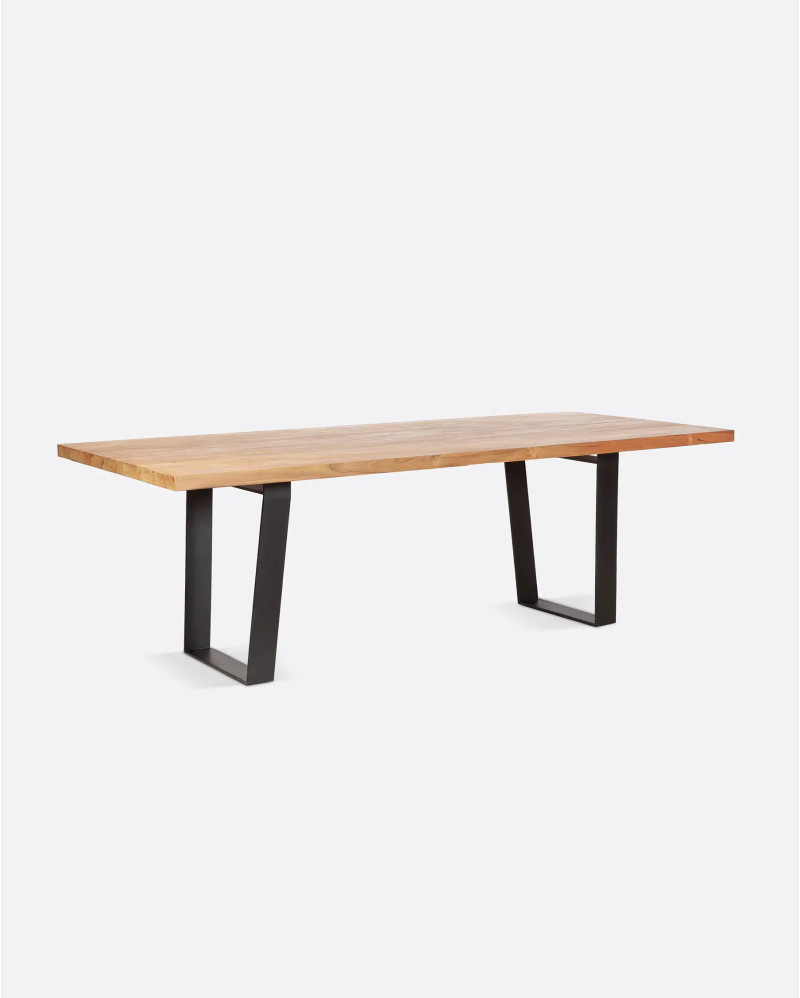 KNOT dining table in recycled teak wood and iron 230 x 100 x 76 cm