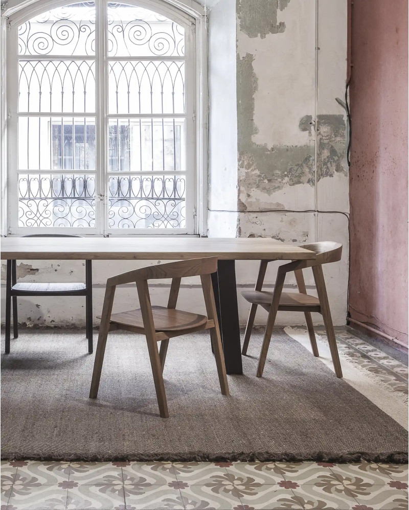 KNOT dining table in recycled teak wood and iron 230 x 100 x 76 cm