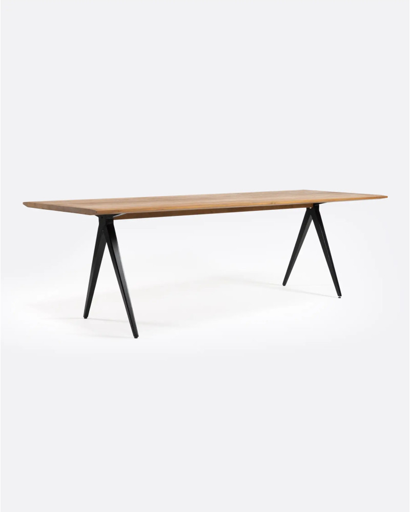 Mesa de comedor LIKU de madera de teca reciclada y hierro 250 x 90 x 74 cm