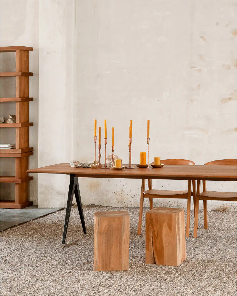 LIKU dining table in recycled teak wood and iron 250 x 90 x 74 cm