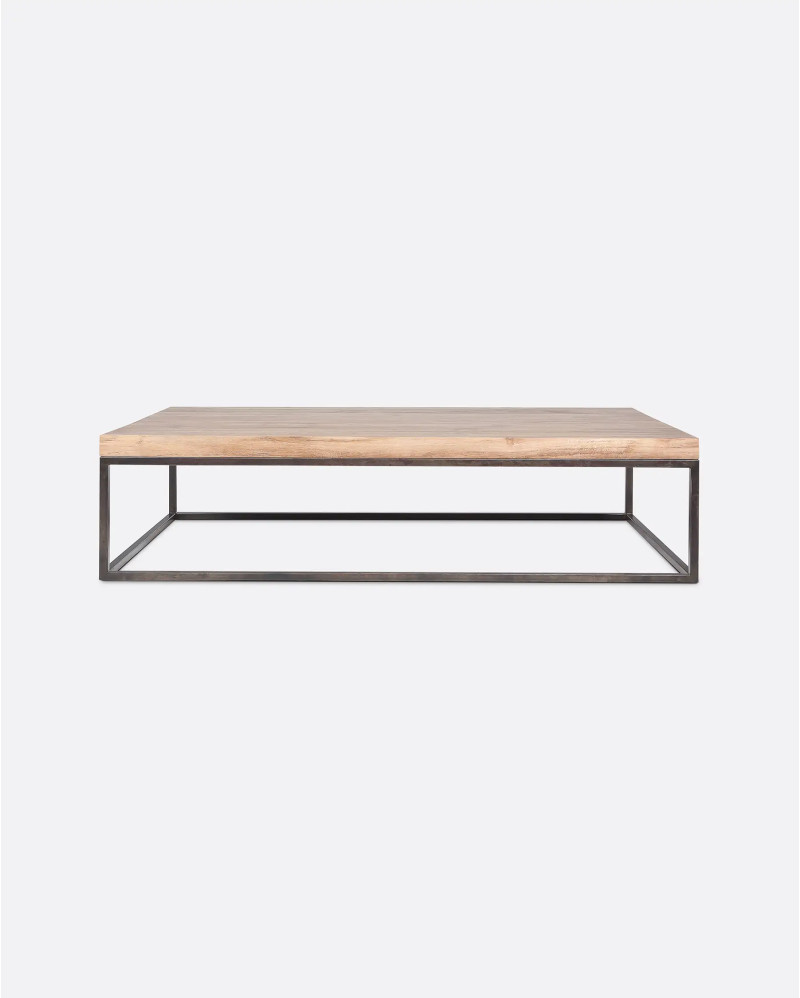 Mesa de centro CUB de madera de teca reciclada y hierro 140 x 80 x 35 cm