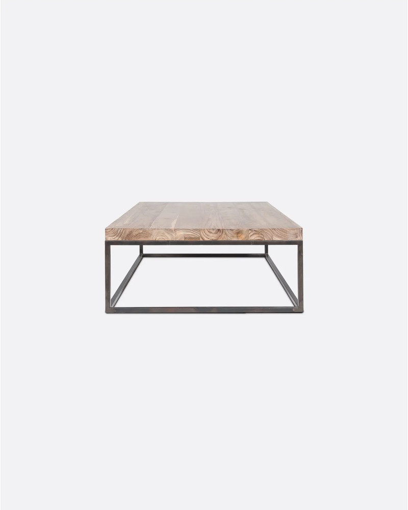 Mesa de centro CUB de madera de teca reciclada y hierro 140 x 80 x 35 cm