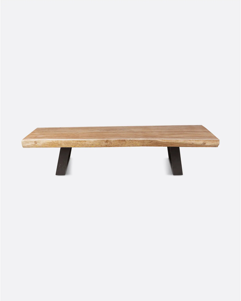 Table basse KNOT en bois de suar et fer 200 x 85 x 45 cm