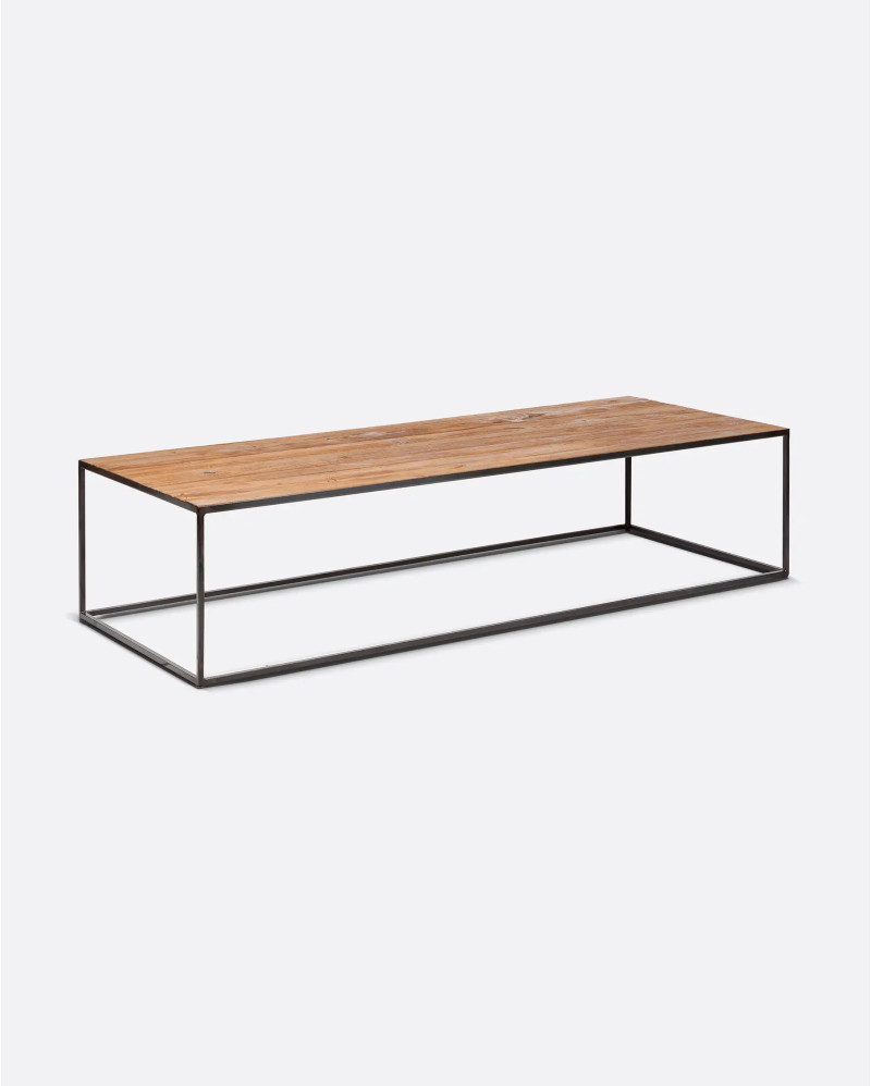 ONETWO coffee table in recycled teak wood and iron 120 x 60 x 35 cm