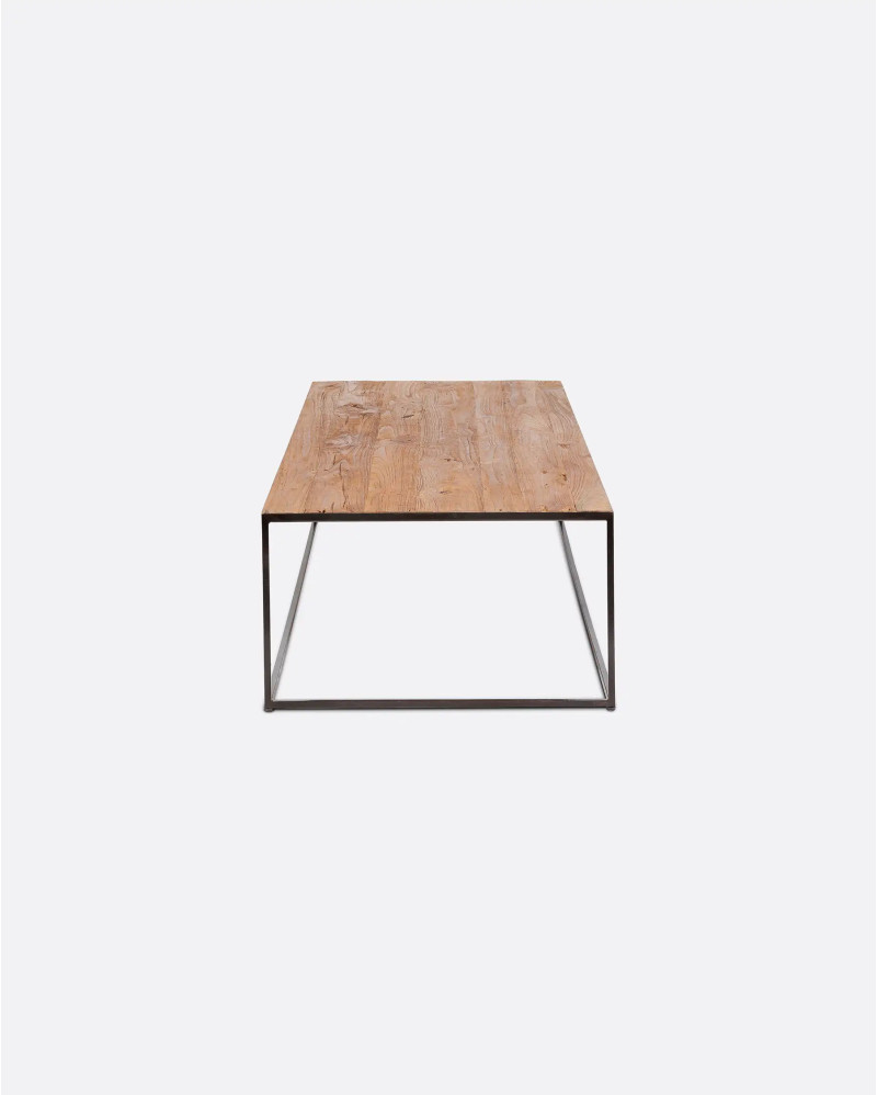 ONETWO coffee table in recycled teak wood and iron 120 x 60 x 35 cm