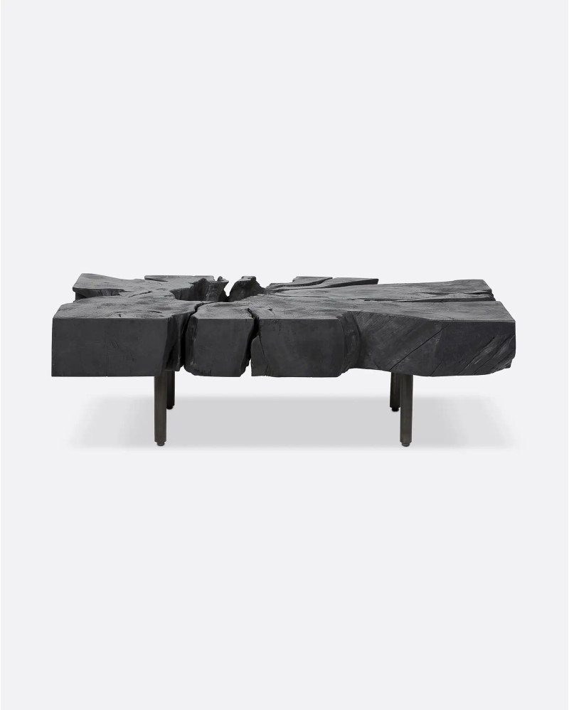 ROOT coffee table in teak root and iron 120 x 60 x 37 cm in black colour