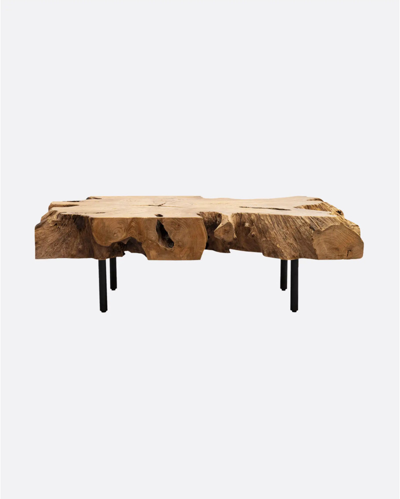 Table basse ROOT en bois de teck recyclé et fer 120 x 60 x 37 cm en couleur naturelle