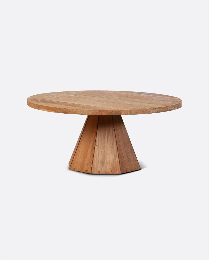 JATI coffee table in recycled teak wood Ø 90 cm x 40 cm high