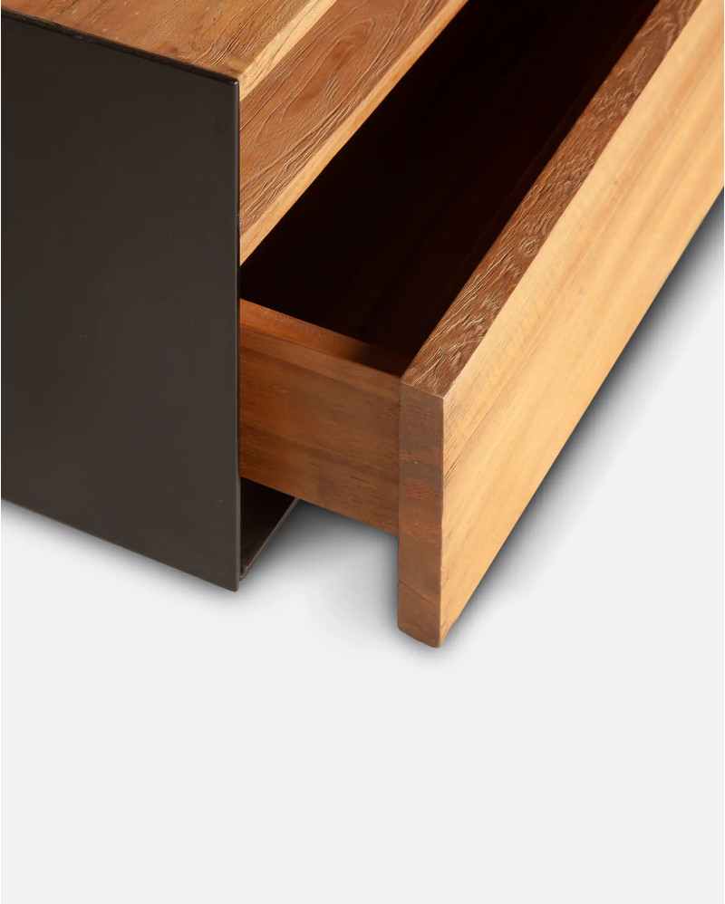 Mesa de centro GEOX de madera de teca reciclada y hierro 120 x 70 x 40 cm