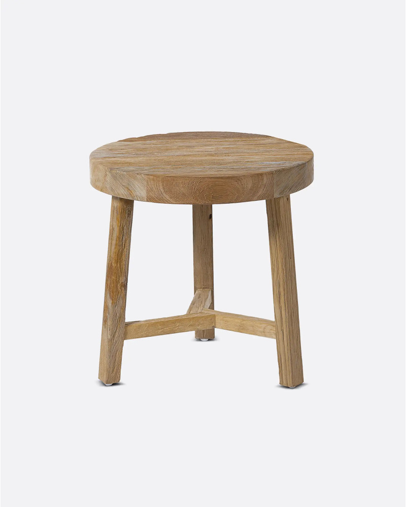 Table d'appoint KYRO en bois de teck recyclé Ø 40 cm x 40 cm de hauteur