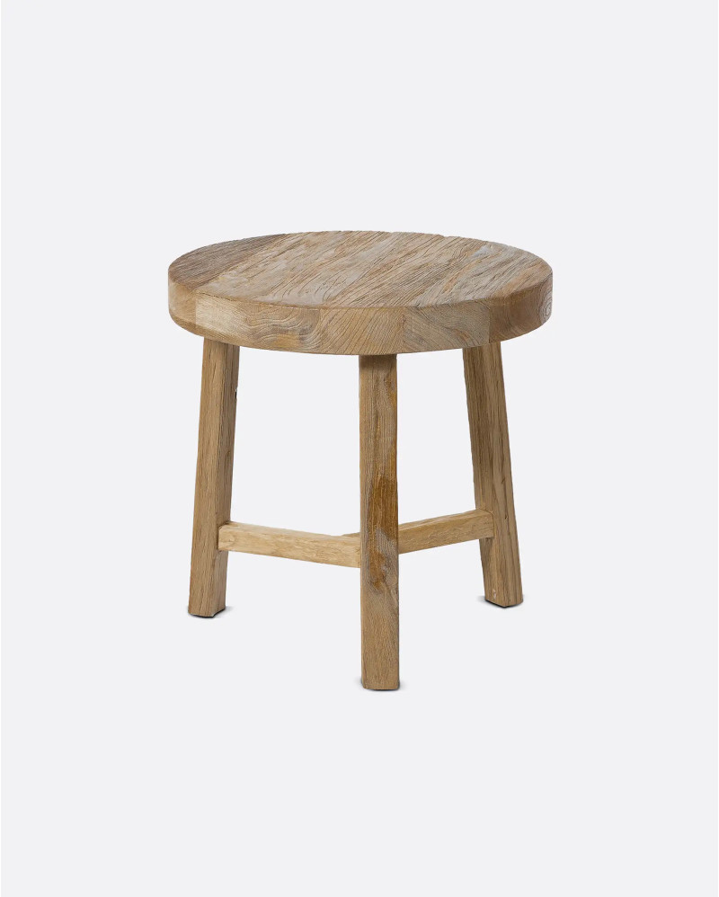 Table d'appoint KYRO en bois de teck recyclé Ø 40 cm x 40 cm de hauteur