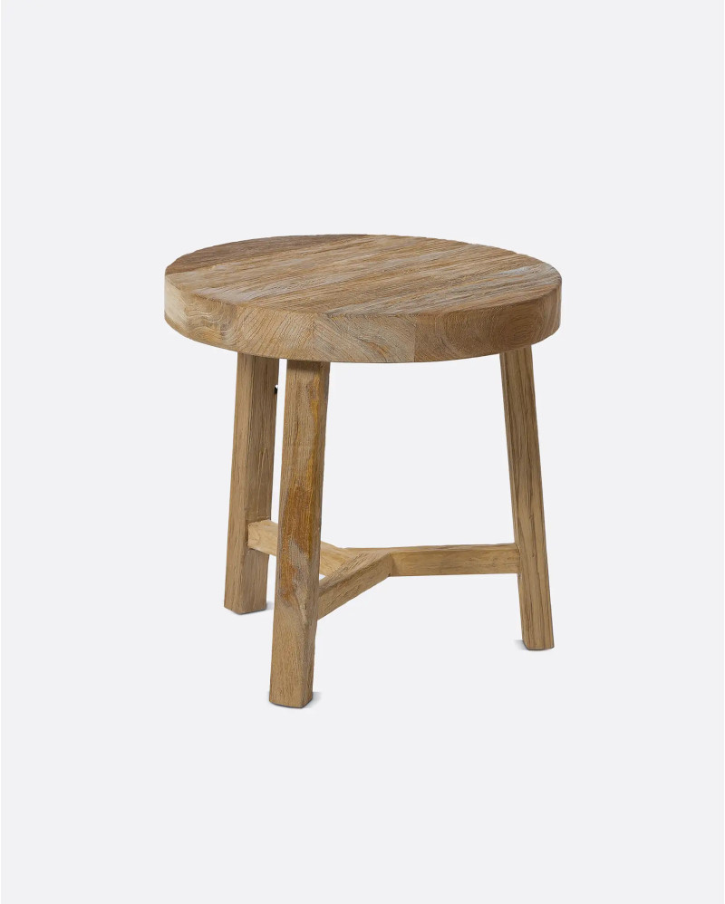 Table d'appoint KYRO en bois de teck recyclé Ø 40 cm x 40 cm de hauteur