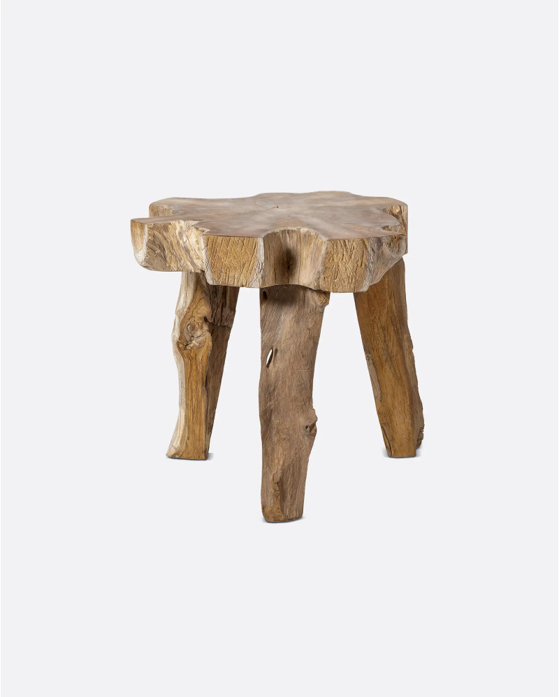 ERUPTA side table in recycled teak wood 50 x 50 x 50 cm