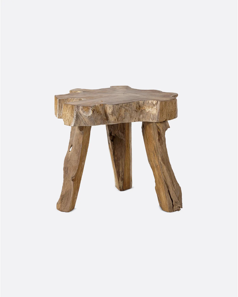 ERUPTA side table in recycled teak wood 50 x 50 x 50 cm