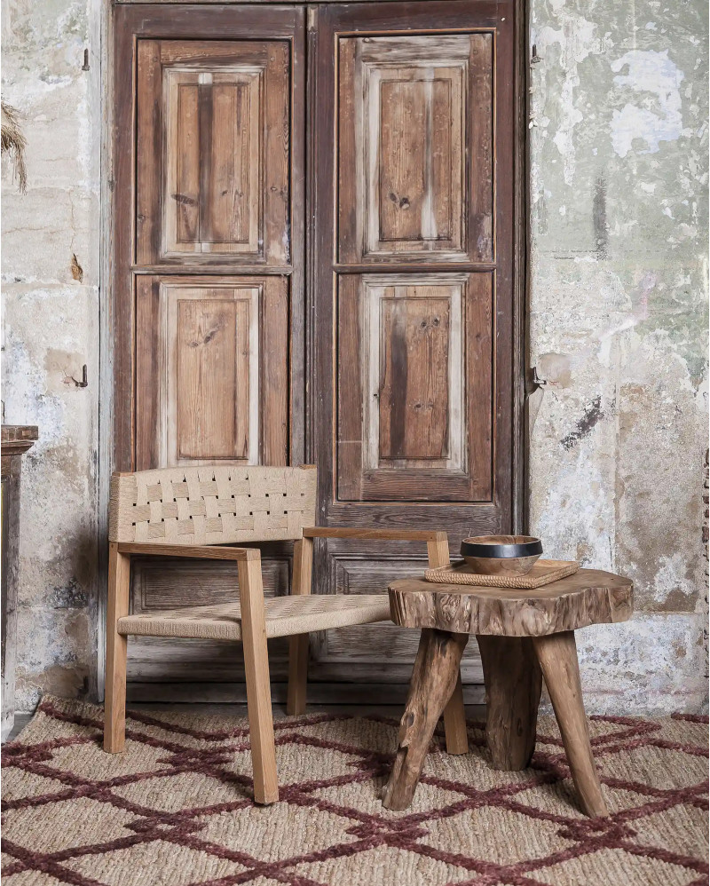 ERUPTA side table in recycled teak wood 50 x 50 x 50 cm