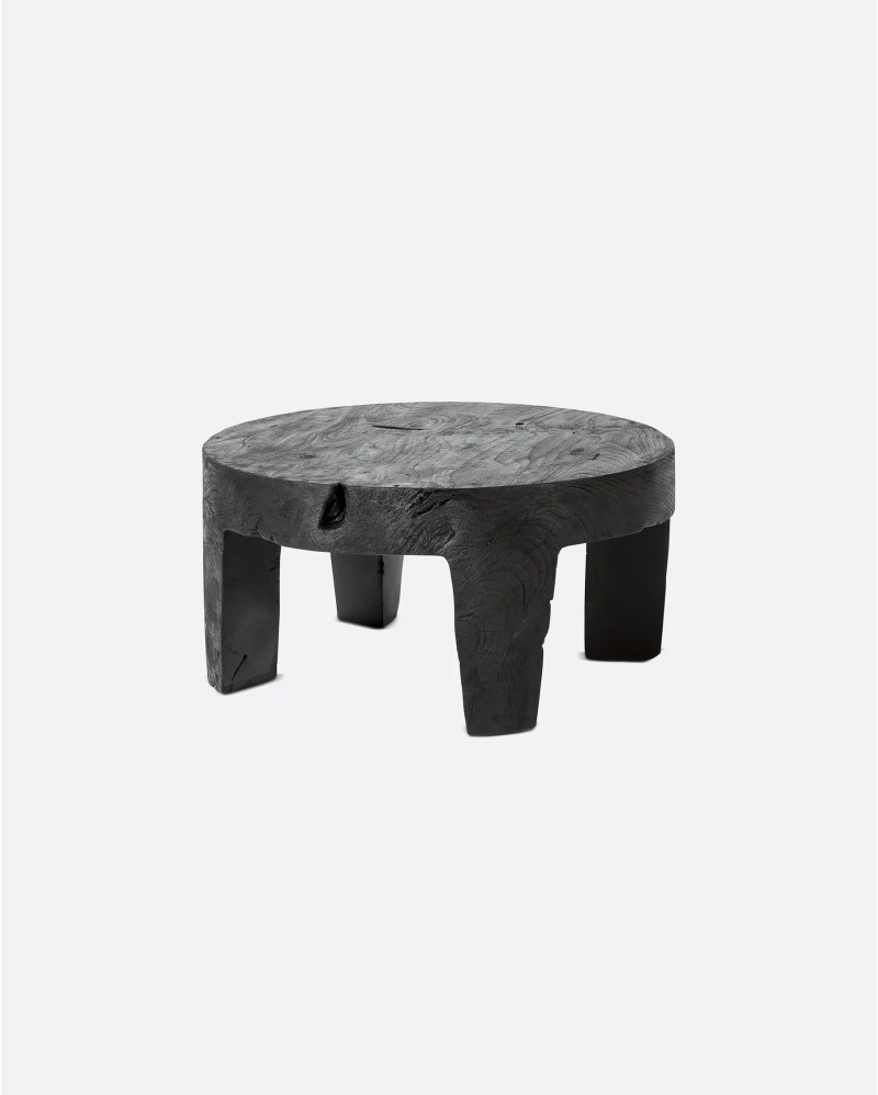 RIVIA side table in suar wood Ø 60 cm x 30 cm high in black colour