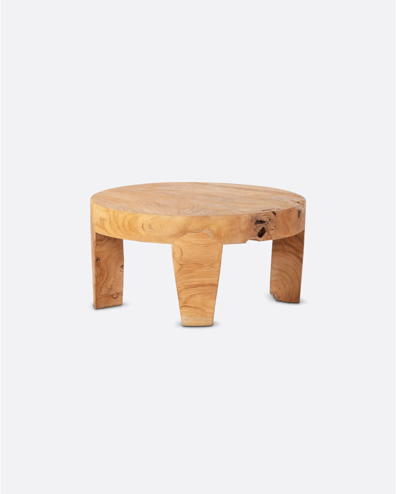 RIVIA side table in suar wood Ø 60 cm x 30 cm high in natural colour