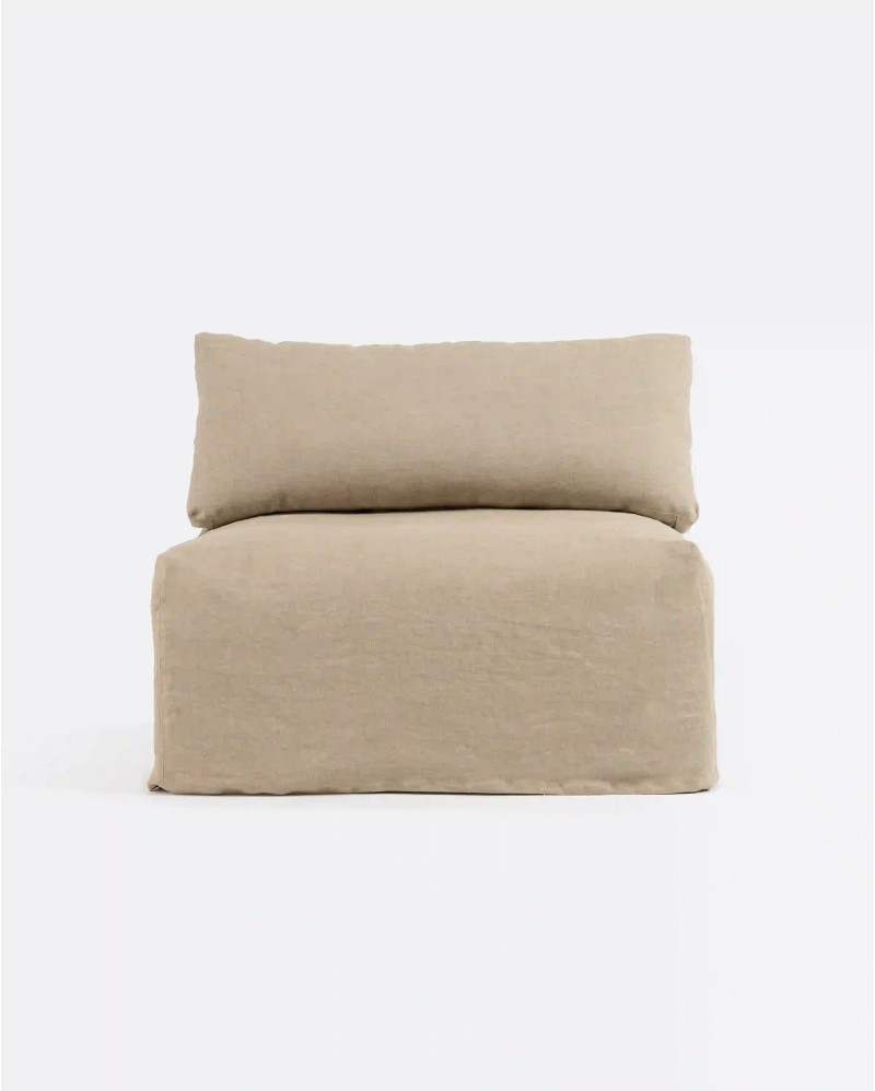 BEETHOVEN central unit sofa cover in linen 100 x 100 x 81 cm in natural colour