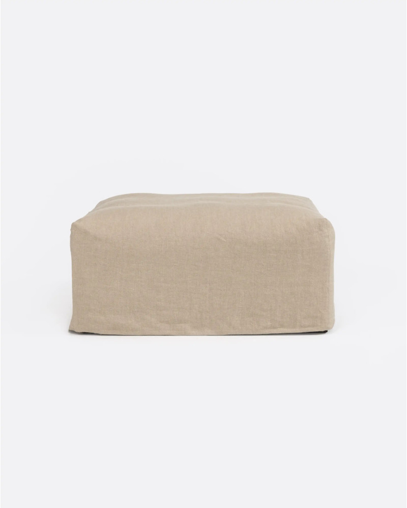 Housse de pouf BEETHOVEN en lin 100 x 100 x 40 cm en couleur naturelle