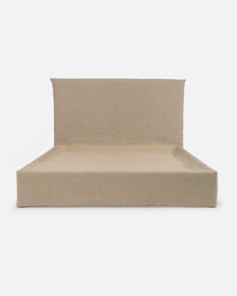 BEETHOVEN bed cover in linen 190 x 220 x 120 cm in natural colour