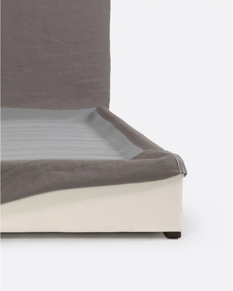 BEETHOVEN bed cover in linen 190 x 220 x 120 cm in taupe colour