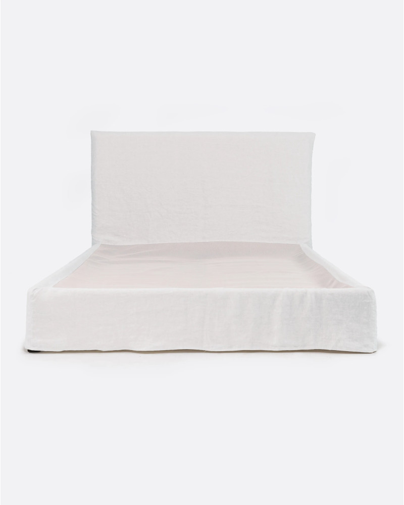 BEETHOVEN bed cover in linen 200 x 231 x 95 cm in white colour