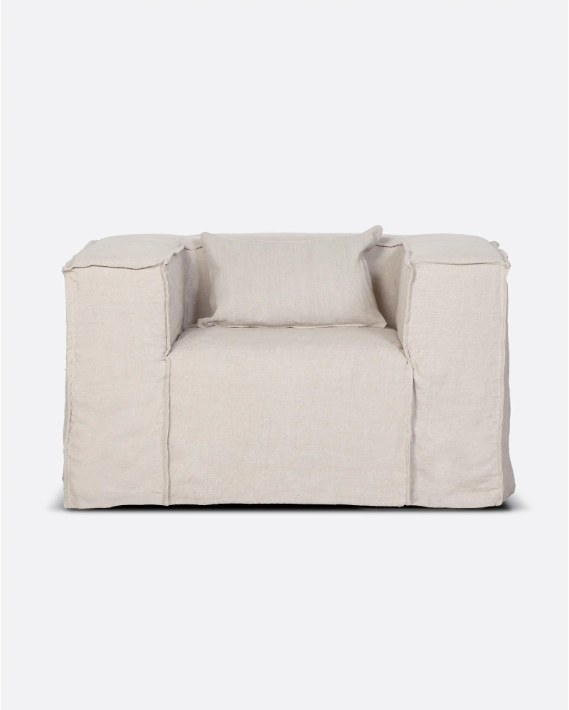 STROZZI 1-seater sofa cover in linen 120 x 95 x 65 cm in cross colour