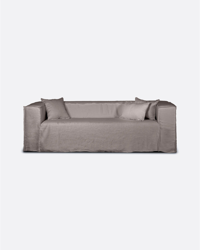 STROZZI 2/3-seater sofa cover in linen 220 x 95 x 65 cm in taupe colour