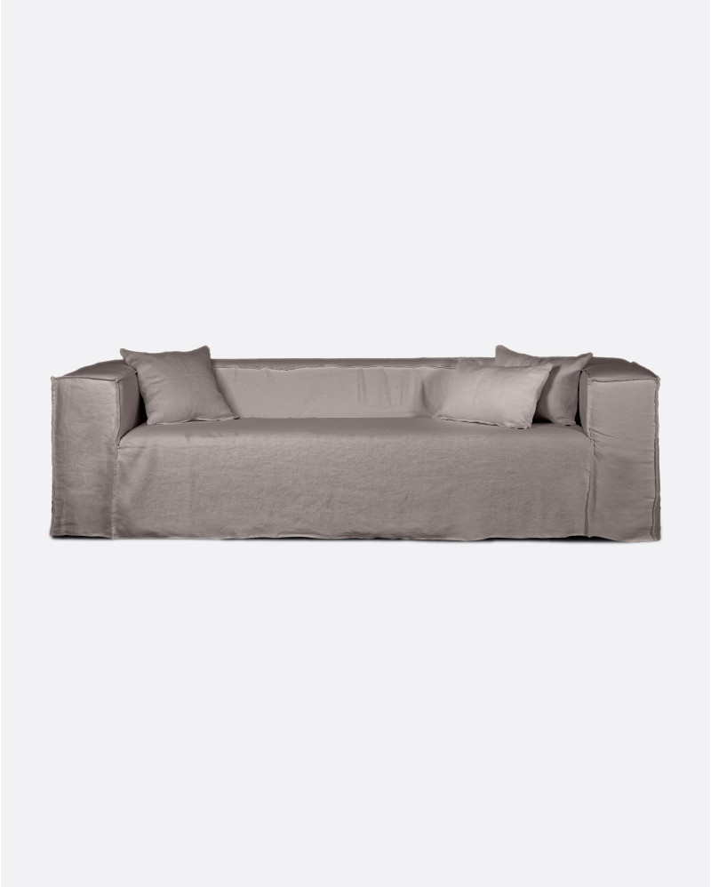 Housse de canapé STROZZI 3/4 places en lin 260 x 95 x 65 cm en couleur taupe