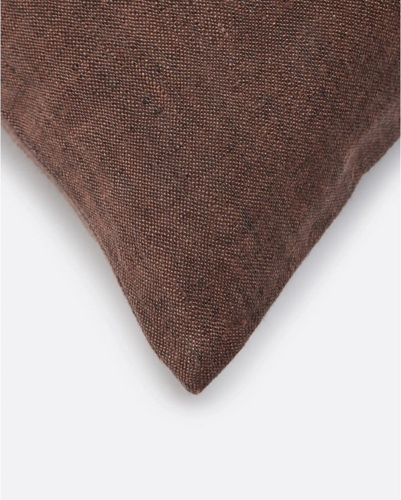 Housse de coussin UPRAL en lin 50 x 50 cm en couleur marron