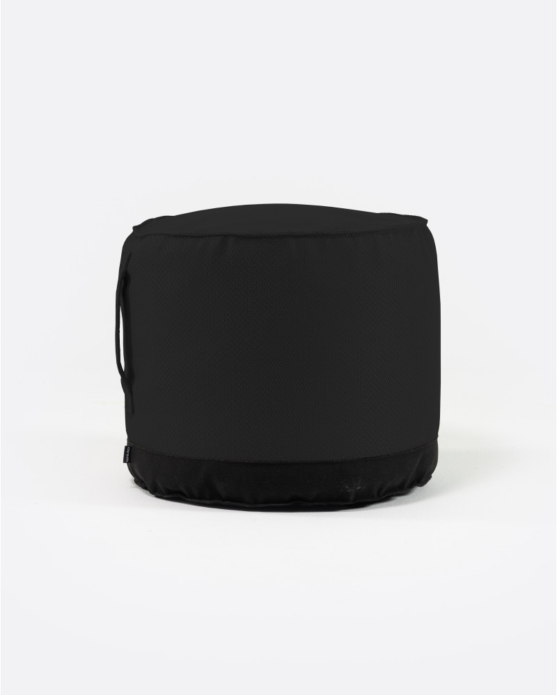 Pouf d'extérieur CACCINI en oléfine recyclée Ø 50 cm x 45 cm de hauteur en couleur noir