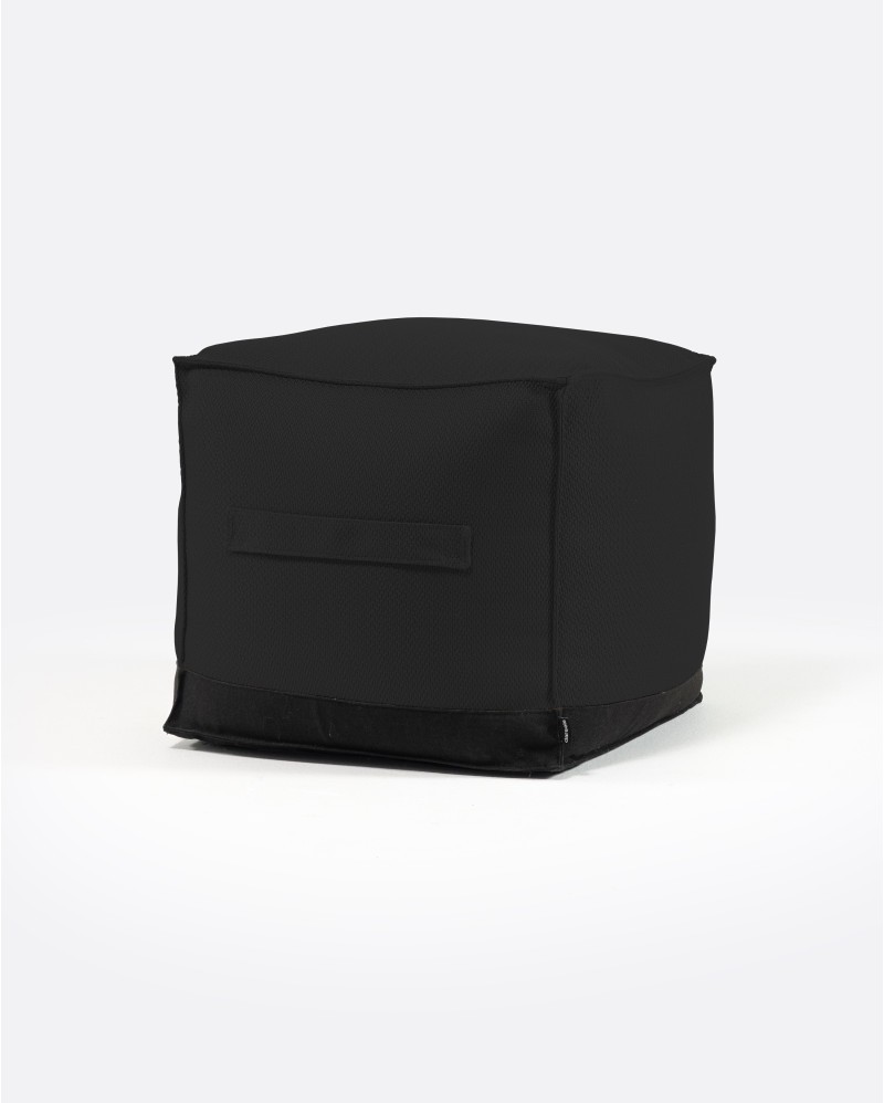 Pouf d'extérieur CACCINI en oléfine recyclée 50 x 50 x 45 cm en couleur noir