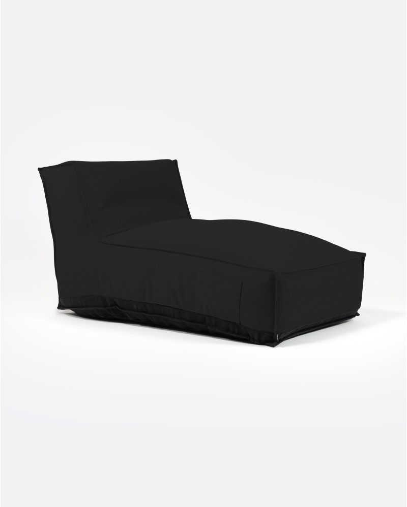 Chaise longue d'extérieur CACCINI en oléfine recyclée 90 x 145 x 80 cm en couleur noir