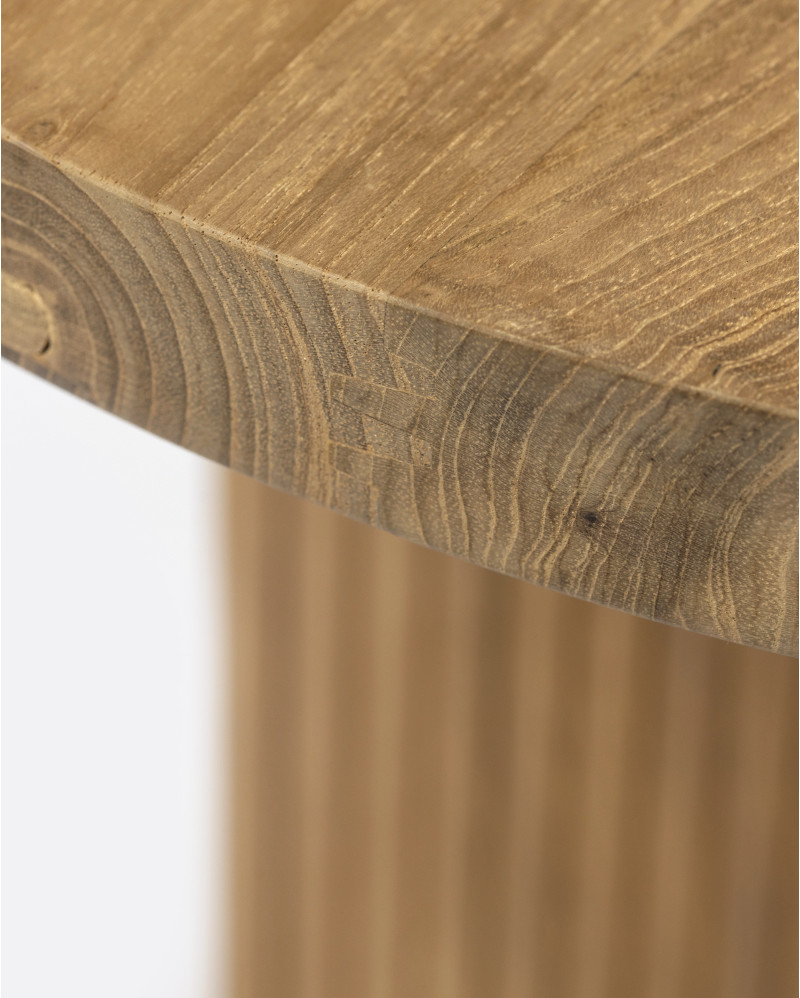 Mesa auxiliar BALARI de madera de teca reciclada Ø 50 cm x 45 cm de altura en color natural