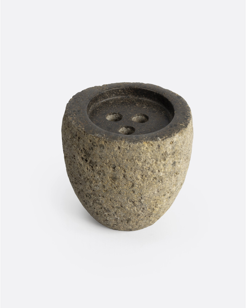 KIMIA toothbrush holder in stone 10 x 10 x 11 cm in natural colour