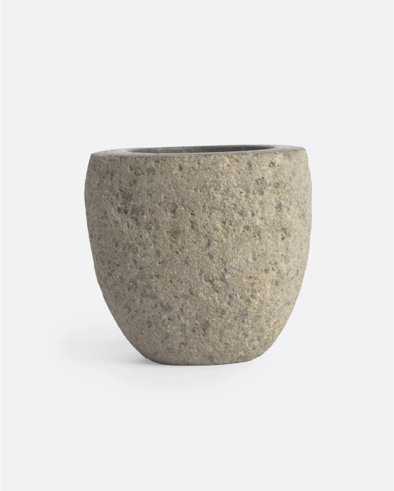 KIMIA toothbrush holder in stone 10 x 10 x 11 cm in natural colour