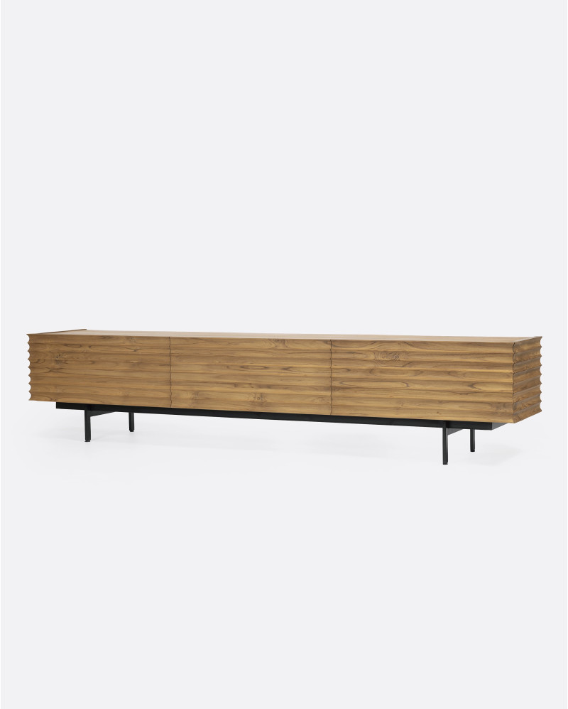 Buffet TAMAN en bois de teck recyclé et fer 240 x 45 x 56 cm en couleur naturelle