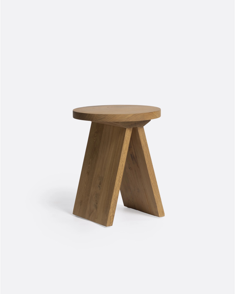 Table d'appoint BATU en bois de teck recyclé Ø 37 cm x 45 cm de hauter en couleur naturelle