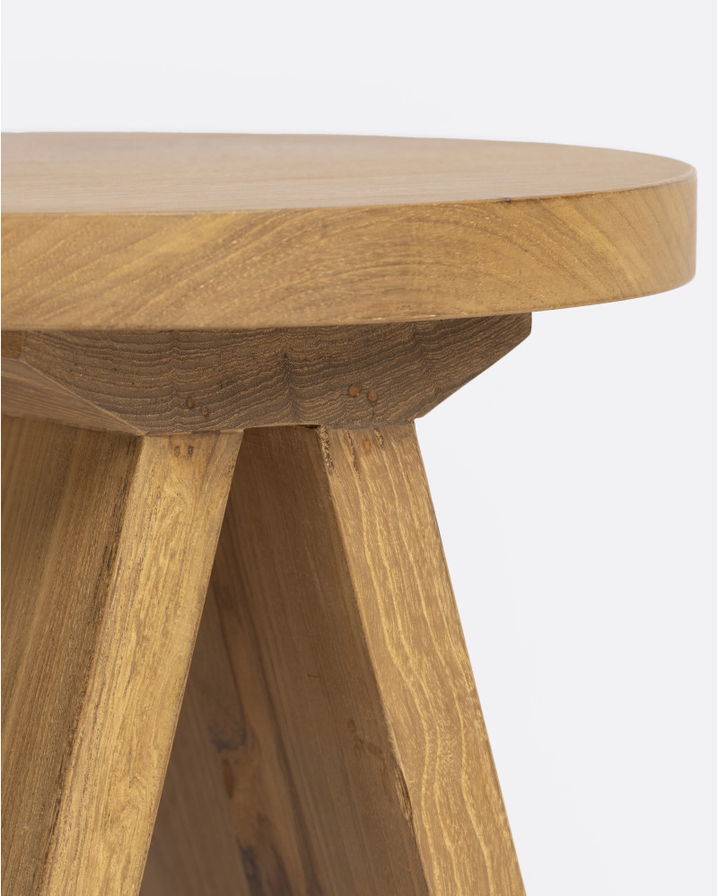 Mesa auxiliar BATU de madera de teca reciclada Ø 37 cm x 45 cm de altura en color natural