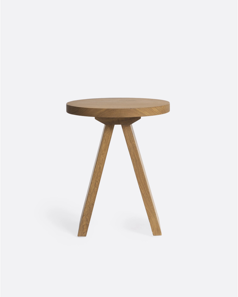 Table d'appoint BATU en bois de teck recyclé Ø 37 cm x 45 cm de hauter en couleur naturelle