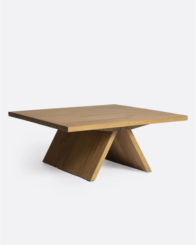 Table d'appoint BATU en bois de teck recyclé 85 x 85 x 35 cm en couleur naturelle