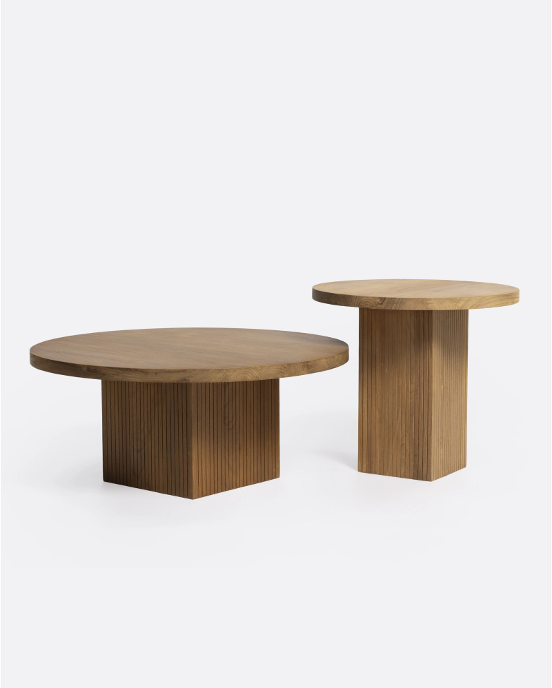 BALARI coffee table in recycled teak wood Ø 75 cm x 32 cm height in natural colour