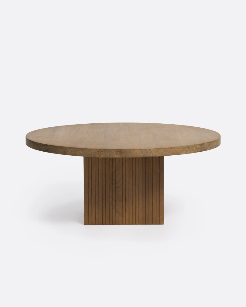 Mesa de centro BALARI de madera de teca reciclada Ø 75 cm x 32 cm de altura en color natural