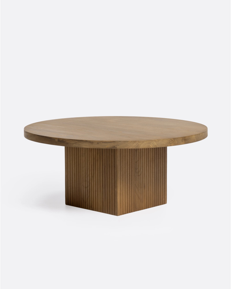 Mesa de centro BALARI de madera de teca reciclada Ø 75 cm x 32 cm de altura en color natural